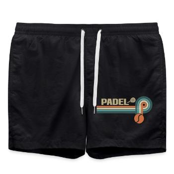 Retro padel for sports fans - Swim Trunks - black - Front - AI Model Male 185 light (185cm)