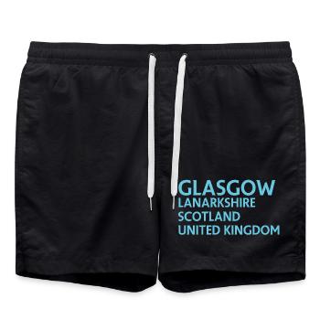 Glasgow – Scotland Textdesign - Short de bain - noir - Devant - AI Model Male 185 light (185cm)