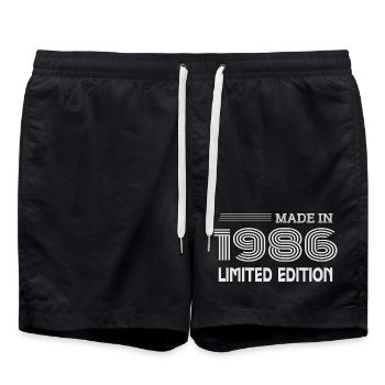 Original 1986 Vintage 1986 Retro Anniversary 1986 - Swim Trunks - black - Front - AI Model Male 185 light (185cm)