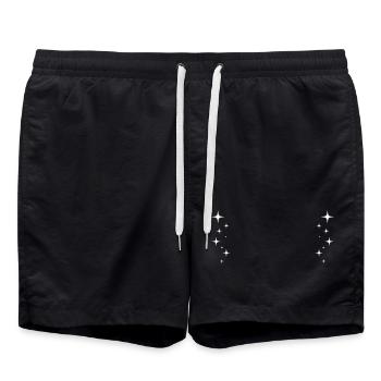 Sparkle - Glitter - Stars - Swim Trunks - black - Front - AI Model Male 185 light (185cm)