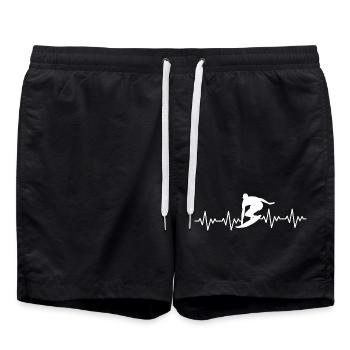 Surfer Surfing ECG Heartbeat - Swim Trunks - black - Front - AI Model Male 185 light (185cm)