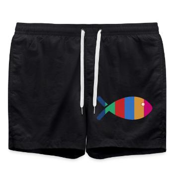 FISCH. APRILSCHERZ. FEIERTAGE. SOMMER. HUMOR - Badeshorts - Schwarz - Vorne - AI Model Male 185 light (185cm)