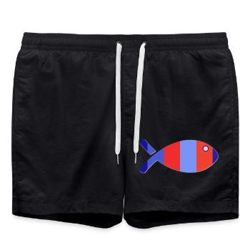 FISCH. APRILSCHERZ. FEIERTAGE. SOMMER. HUMOR - Badeshorts - Schwarz - Vorne - AI Model Male 185 light (185cm)