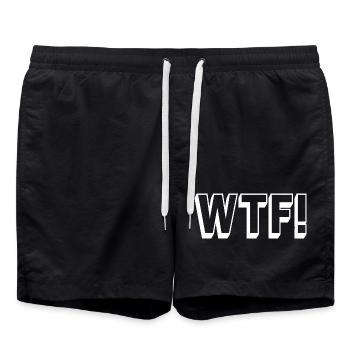 swear_WTF_white_ - Short de bain - noir - Devant - AI Model Male 185 light (185cm)