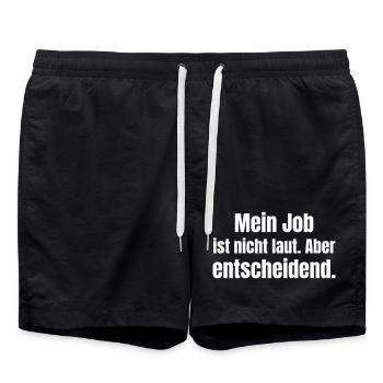 Mon travail n’est pas bruyant mais crucial - Short de bain - noir - Devant - AI Model Male 185 light (185cm)