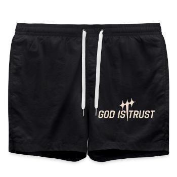 Dieu est la confiance – Mentalité minimale de foi Streetwear de - Short de bain - noir - Devant - AI Model Male 185 light (185cm)
