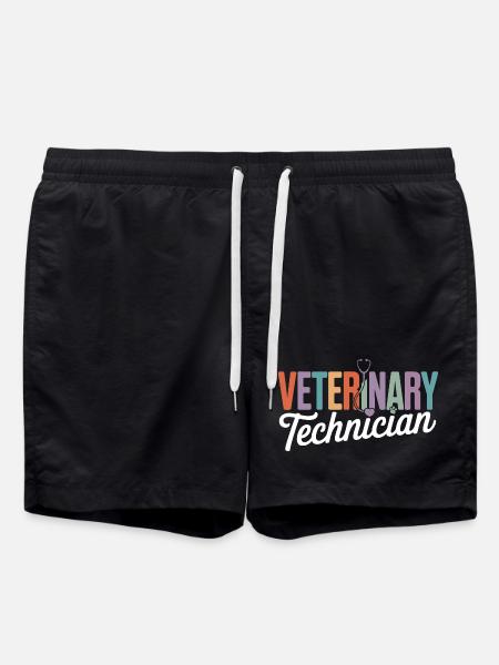 Veterinary Technician Rainbow Logo - Swim Trunks - black