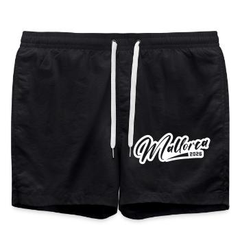 Mallorca 2026 Schriftzug - Badeshorts - Schwarz - Vorne - AI Model Male 185 light (185cm)