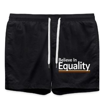 Believe In Equality Statement Gleichberechtigung - Swim Trunks - black - Front - AI Model Male 185 light (185cm)