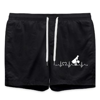 Female Weightlifting Deadlift Heartbeat EKG Gym - Swim Trunks - black - Front - AI Model Male 185 light (185cm)