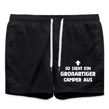 So sieht ein großartiger Camper aus - Badeshorts - Schwarz - Vorne - AI Model Male 185 light (185cm)