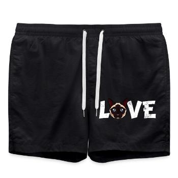 Siamese Cat Love Cartoon Face Blue Eyes Cat Mom - Swim Trunks - black - Front - AI Model Male 185 light (185cm)