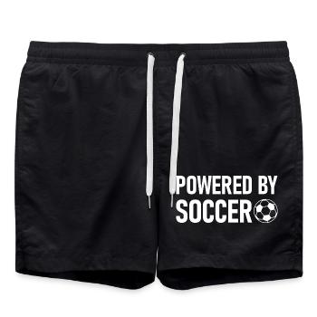 Powered by Soccer T-Shirt Fußball Fan - Badeshorts - Schwarz - Vorne - AI Model Male 185 light (185cm)