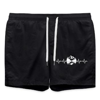 Berge EKG Herzschlag - Badeshorts - Schwarz - Vorne - AI Model Male 185 light (185cm)