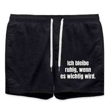 I stay calm when it gets important - Swim Trunks - black - Front - AI Model Male 185 light (185cm)