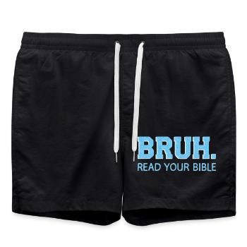 Bruh Bibel Shirt – Lies Die Bibel - Badeshorts - Schwarz - Vorne - AI Model Male 185 light (185cm)