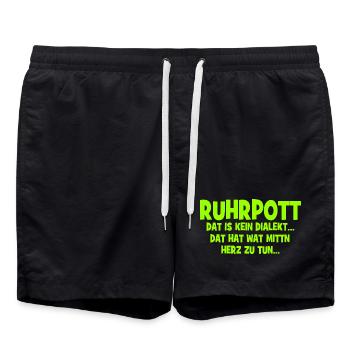 Ruhrpott - Dat hat wat mittn Herz zu tun - Badeshorts - Schwarz - Vorne - AI Model Male 185 light (185cm)