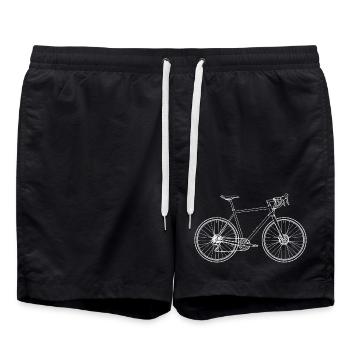 Road Bike Silhouette Line Art Style Retro Vintage - Swim Trunks - black - Front - AI Model Male 185 light (185cm)
