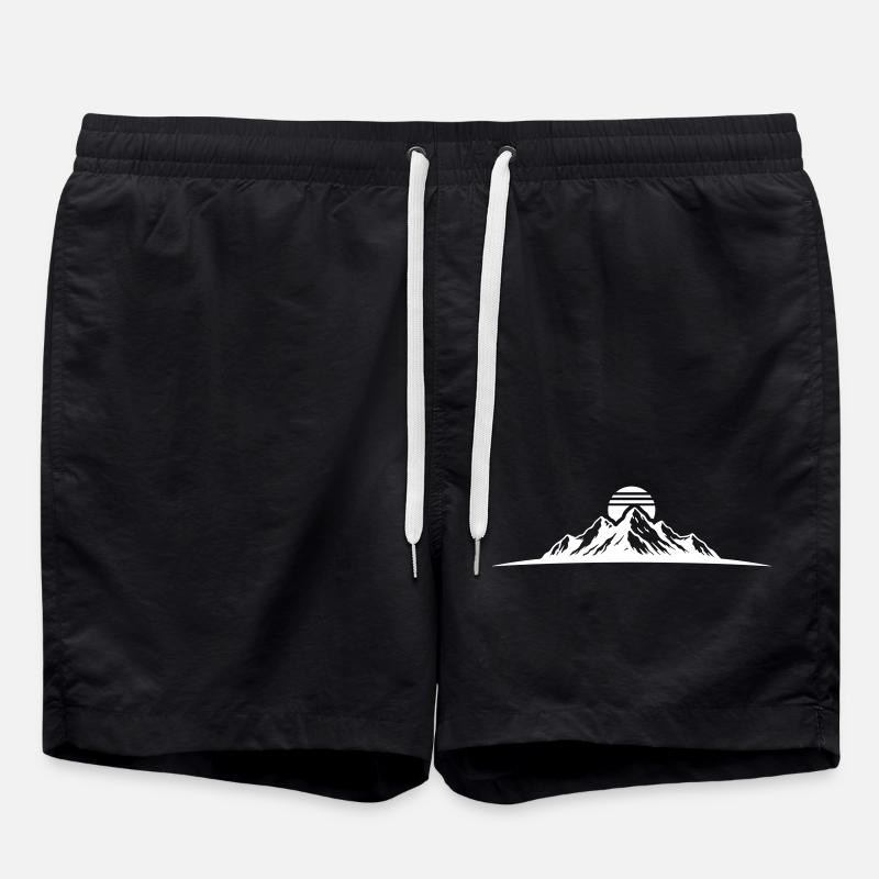 Berge Gipfel Silhouette - Badeshorts - Schwarz