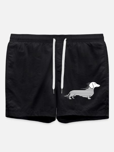 Teckel rayé en course - Short de bain - noir
