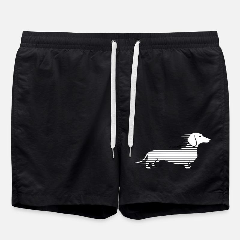 Striped dachshund in the run - Swim Trunks - black