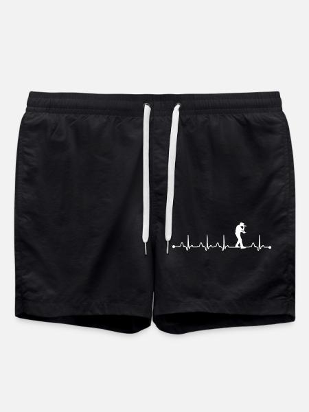 Rapping Heartbeat ECG Funny Hip Hop Rapper Gift - Swim Trunks - black