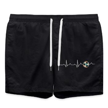 Retro Soccer Heartbeat | - Swim Trunks - black - Front - AI Model Male 185 light (185cm)