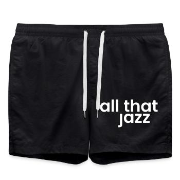 Jazzphrase fette Typografie - Badeshorts - Schwarz - Vorne - AI Model Male 185 light (185cm)