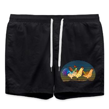 Hahn und Hühner - Badeshorts - Schwarz - Vorne - AI Model Male 185 light (185cm)