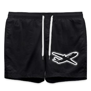 Airplane Aviator Men's Boys Pilot - Swim Trunks - black - Front - AI Model Male 185 light (185cm)