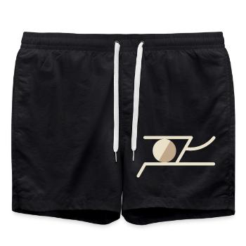 Abstract Symbol in Warm Earth Tones – Geometric - Swim Trunks - black - Front - AI Model Male 185 light (185cm)