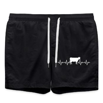 Bauer Kuh EKG Herzschlag Geschenk für Bauer oder  - Badeshorts - Schwarz - Vorne - AI Model Male 185 light (185cm)