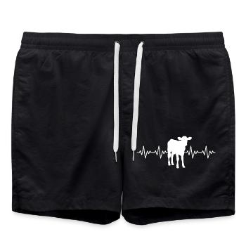 Bauer Kalb EKG Herzschlag - Badeshorts - Schwarz - Vorne - AI Model Male 185 light (185cm)