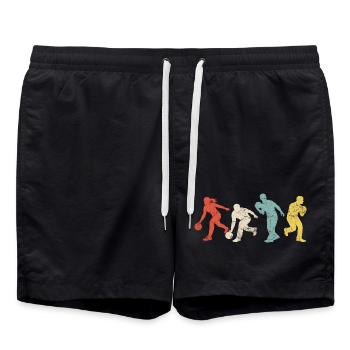 Silhouettes dynamiques de bowling en couleurs - Short de bain - noir - Devant - AI Model Male 185 light (185cm)