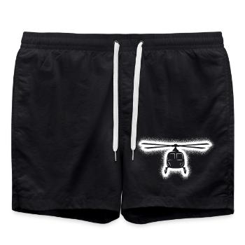 Helicopter Pilot Men's Boys Helicopter - Swim Trunks - black - Front - AI Model Male 185 light (185cm)
