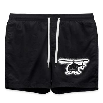 Helicopter Pilot Boys Men Helicopter - Swim Trunks - black - Front - AI Model Male 185 light (185cm)