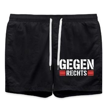 Against the Right - Funny Antifa Slogan - Swim Trunks - black - Front - AI Model Male 185 light (185cm)
