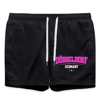 Düsseldorf Germany Typografie Pink - Badeshorts - Schwarz - Vorne - AI Model Male 185 light (185cm)