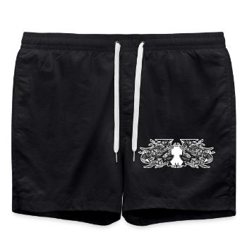 Schwarz-Weiß abstraktes Design Nr. 7 - Badeshorts - Schwarz - Vorne - AI Model Male 185 light (185cm)