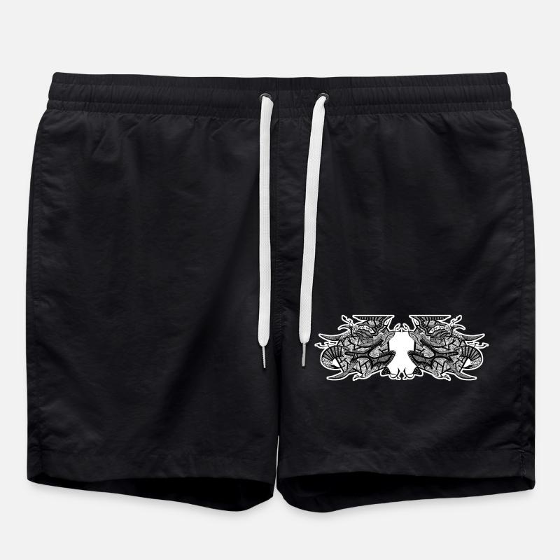 Schwarz-Weiß abstraktes Design Nr. 7 - Badeshorts - Schwarz