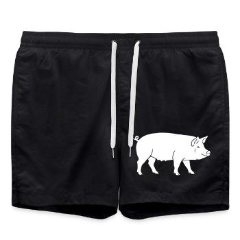 Pig Silhouette Farm Clean Vector - Swim Trunks - black - Front - AI Model Male 185 light (185cm)