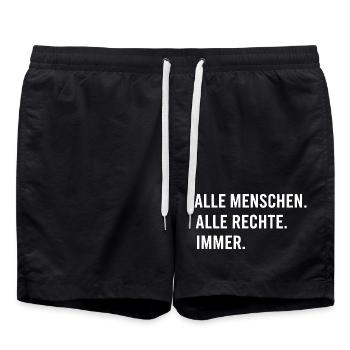 All people. All rights reserved. Always. - Swim Trunks - black - Front - AI Model Male 185 light (185cm)