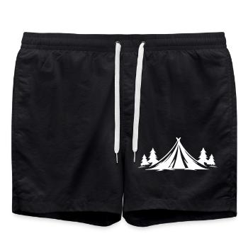 Icône nature de tente de camping - Short de bain - noir - Devant - AI Model Male 185 light (185cm)