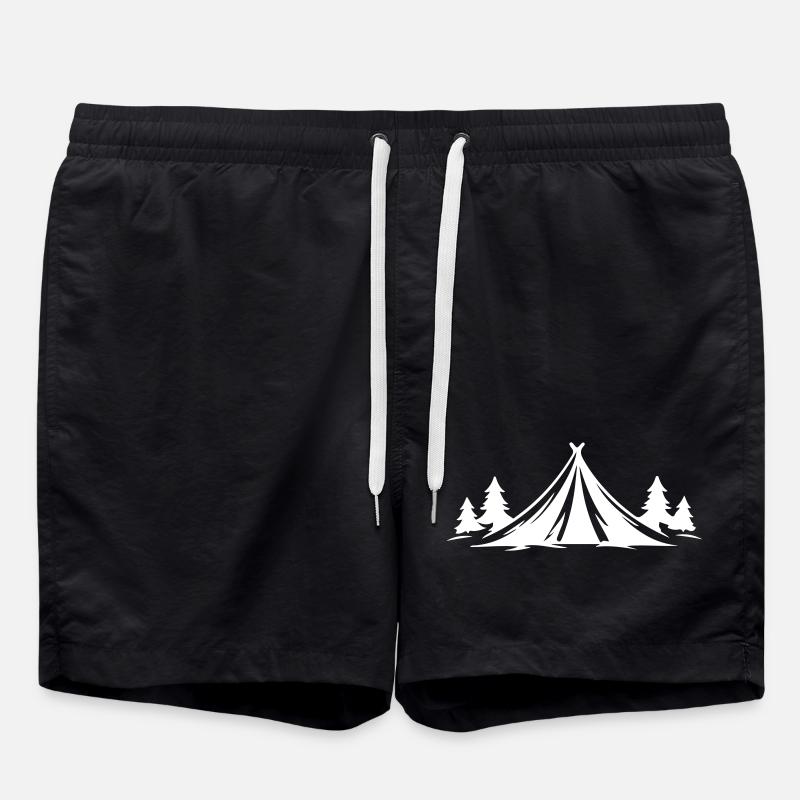 Camping Tent Nature Icon - Swim Trunks - black