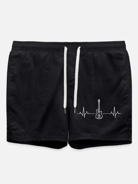 Guitare Cœur Ligne ECG Musique Rock - Short de bain - noir