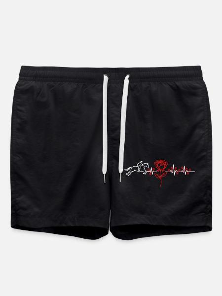 Horse Heartbeat ECG - Swim Trunks - black