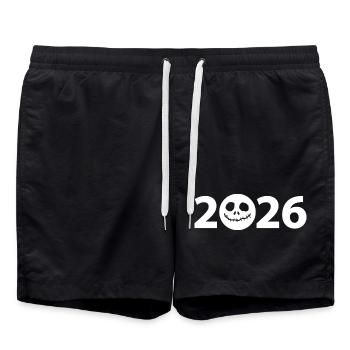 Skull 2026 Halloween 2026 Jack-O-Lantern 2026 - Swim Trunks - black - Front - AI Model Male 185 light (185cm)