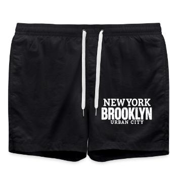 Urban City New York Brooklyn Vintage-Stil - Badeshorts - Schwarz - Vorne - AI Model Male 185 light (185cm)