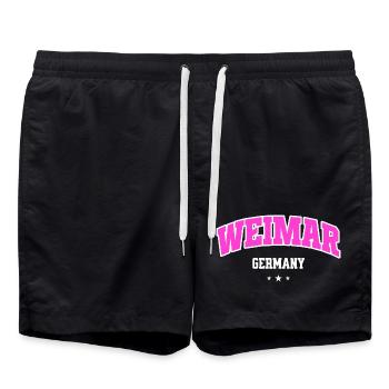 Weimar Germany Typography Neon Pink - Swim Trunks - black - Front - AI Model Male 185 light (185cm)