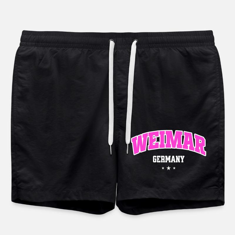 Weimar Germany Typography Neon Pink - Swim Trunks - black